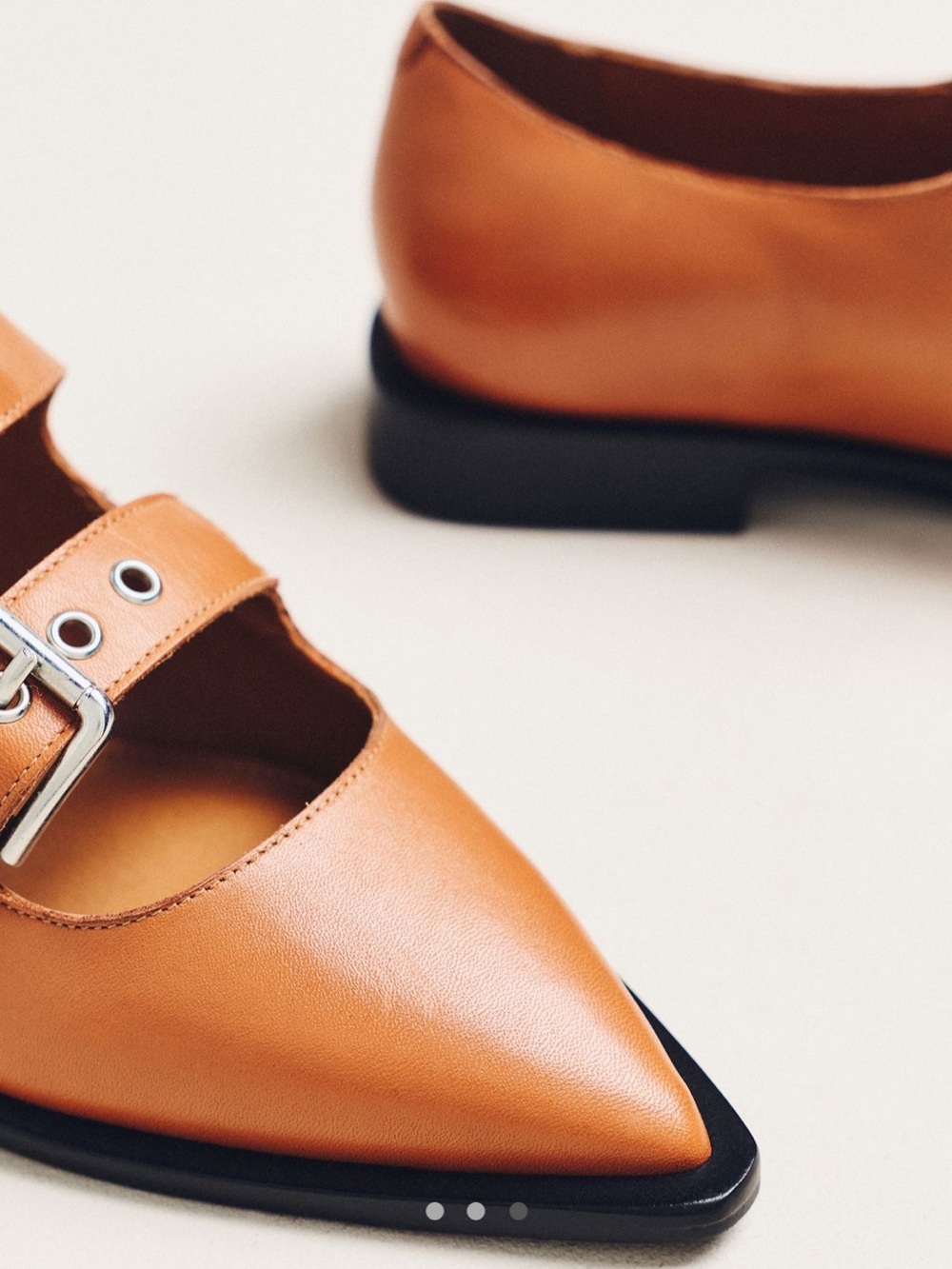 Maeve Tan Moto Mary Jane Pointed Flat - Picture 3 of 8